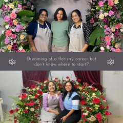 Dreaming of a floristry career but don't know where to start? These students are standing proudly with their large-scale creations, showing the professional level of work you can achieve.