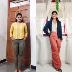 My client, an environmental economist, wanted a style that was sustainable and professional. We transformed her everyday look into a powerful, polished outfit with high-waisted trousers and a smart blazer, proving that you can look great while making conscious choices.