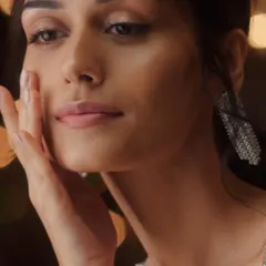 A shot of Manushi Chhillar from the campaign, where her simple nude nails perfectly complement the sophisticated vibe.