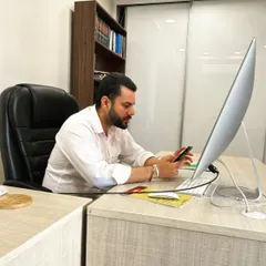 Focused in my Delhi office. Every successful case, from bail hearings to complex trials, begins with meticulous preparation and a clear strategy.