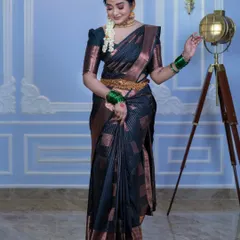 Another angle from the airbrush demo, showing the beautiful drape of the saree and the complete, polished look.