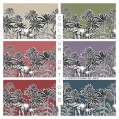I always offer different colour options for my patterns. Here, you can see how the 'Trunk Tropica' elephant design looks against various background colours, allowing you to customize the print to perfectly match your decor.