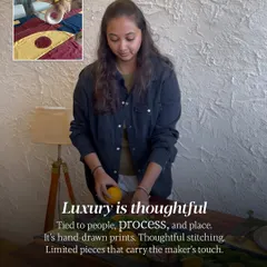 Luxury is thoughtful. It is tied to people, process, and place. It is found in hand-drawn prints, careful stitching, and limited pieces that carry the maker's touch. This is the philosophy behind my decor and accessories.