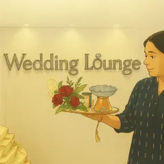 An illustration of my Wedding Lounge, where I help couples curate beautiful gifts and experiences for their special day.
