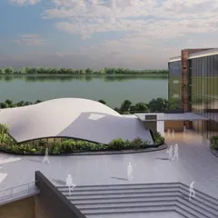 A rendering of the campus for a leading EV car brand, featuring an underground car drop-off to minimize air pollution. This project represents our commitment to eco-conscious architecture and the future of sustainable mobility.