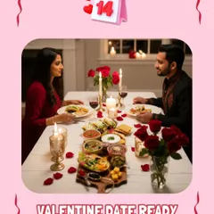 Another beautiful setup for a Valentine's date, ready to go. Our food is designed to create unforgettable moments, making your celebration of love extra special.