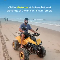 Chilling at Gokarna main beach with some ATV fun. I can arrange for adventure sports to be part of your beach holiday.