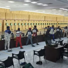 The 10-meter men's air rifle qualification round at the 64th National Shooting Championship, an environment we replicate in our own facility.