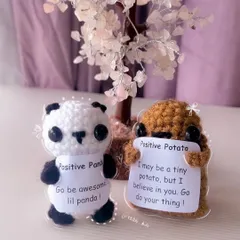 My two most popular desk buddies, the Positive Panda and Positive Potato. They come with little motivational signs to keep you going through long days.