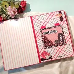 An inside look at a large A4 anniversary album. This page features a "soulmate" themed shaker window and plenty of space for your most cherished photos.