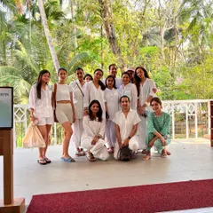 Our beautiful community in Kerala, dressed in white to amplify our collective energy. I dream of growing this community and spreading these divine teachings far and wide.