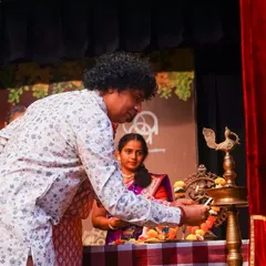 My Guru, Dr. G. Ratheesh Babu, lighting the lamp at Antaranga. His guidance is the light that leads our academy.