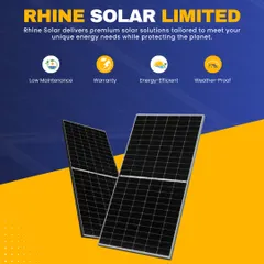 Our premium solar solutions are tailored to your energy needs. This poster details our promise of low maintenance, a long warranty, and energy-efficient, weatherproof panels that protect the planet.