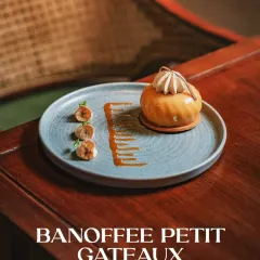 The Banoffee Petit Gateaux, an enchanting dessert that is as beautiful as it is delicious.