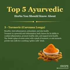 Turmeric is a powerful anti inflammatory herb that I use for many conditions. It supports joint health, aids digestion, and promotes healthy skin. A daily glass of "golden milk" is a simple way to get its benefits.