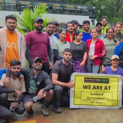 The Gangadikal group posing with our banner before starting the trek.