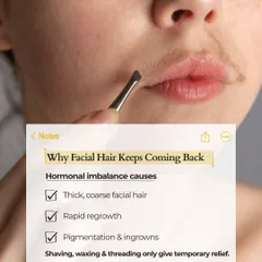 Why does facial hair keep coming back? The root cause is often a hormonal imbalance that leads to thick, coarse hair and rapid regrowth. While shaving and waxing offer temporary relief, they don't solve the underlying issue.