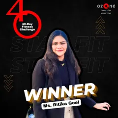 Celebrating the winner of our 40-Day Fitness Challenge, Ms. Ritika Goel. Her unwavering commitment and hard work are an inspiration to our entire fitness family.