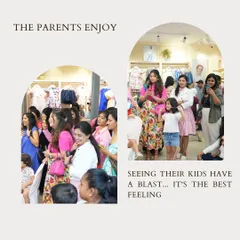 A shot of the parents enjoying the show just as much as the kids. When your children are entertained and happy, you can actually take a moment for yourself at the party.