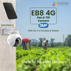 For farms, construction sites, or any area without a power source, I install solar-powered cameras like this EZVIZ 4G model. It's weatherproof and runs on its own, giving you security anywhere.