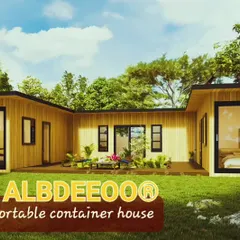 An inspiring design for a portable container house, configured in a U-shape to create a private central courtyard. This shows the flexibility of modular design.