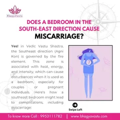 Can a bedroom in the South-East cause miscarriage? Yes, in Vedic Vastu, the Southeast is the Agni (fire) zone. I explain how the intense energy of this direction is unsuitable for a bedroom, especially for pregnant individuals, as it can cause heat, stress, and instability.
