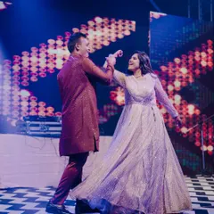 This couple wanted a fun, twirl-filled performance for their sangeet. We choreographed a lively routine that matched their personalities and let them enjoy every second on the dance floor.