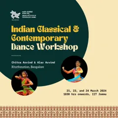 We were invited to conduct a workshop and perform at IIT Jammu. This poster captures the blend of Indian classical and contemporary dance that we shared with the students.
