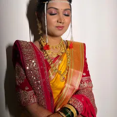 A close-up on the eye makeup for this minimalist bridal look. I used soft pink tones to create a romantic feel that complements the yellow and red saree.