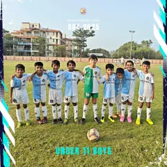 Our youngest group, the Under 11 Boys, getting ready for their game. Our grassroots football philosophy emphasizes early exposure to competitive environments to build a strong foundation for long-term player development.