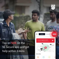 This image demonstrates how our system works. When a user is faced with a threat like bullying, they can tap the SOS button on our app to dispatch a trained safety agent to their location within minutes for immediate intervention.