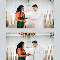 The moment of the ring exchange is the heart of the engagement. This diptych captures the anticipation and the final act of placing the ring on each other's finger, sealing their promise.