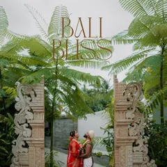 A beautiful moment of togetherness at a destination wedding in Bali. The lush greenery and unique architecture provide a stunning backdrop for this couple's love story.