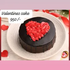 A simple yet classic Valentine's cake. This rich chocolate cake with a red heart is priced at 950.
