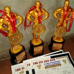 Trophies and certificates from The Fit Life Gym All India Open Benchpress & Deadlift Championship. This is the hardware my students earn with their sweat.