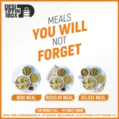 I prepare meals you won't forget, with options for every hunger level. From the light Mini Meal to the satisfying Regular and the fulfilling Deluxe Meal, each one is packed with home-cooked flavour.