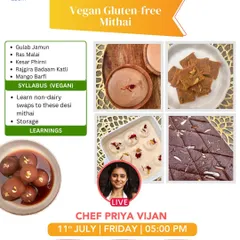 Learn to make delicious vegan and gluten-free mithai, including Gulab Jamun, Ras Malai, and Kesar Phirni. I focus on teaching non-dairy swaps for these classic desi sweets.