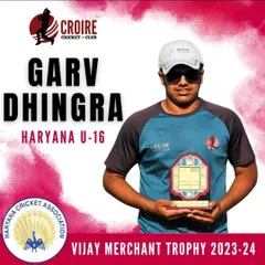 Garv Dhingra's selection for the Haryana U-16 squad for the Vijay Merchant Trophy is a result of years of perseverance. It's a fantastic opportunity for him, and we are proud to have been part of his journey.