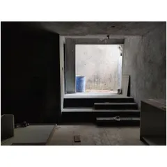 The same raw construction view, showing the basic form before the application of finishing materials.