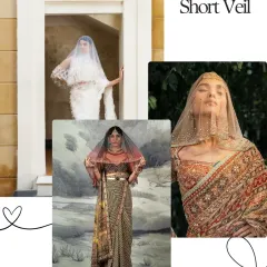 A Short Veil offers a chic, modern, and sometimes vintage feel. It's a versatile option that can be styled with both traditional and contemporary outfits.