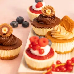 Another view of my Rakhi mini cheesecakes, showcasing the Nutella and berry flavors. These individual desserts are perfect for gifting and sharing.