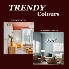 This slide from my color guide explores the use of peachy hues and blissful blues, two popular choices for creating serene and cheerful living spaces.