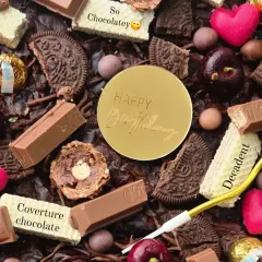 A close-up of the decadent brownie slab, loaded with toppings like KitKat, Ferrero Rocher, Oreos, and fresh cherries. Every bite is a mix of fudgy, chocolatey goodness.