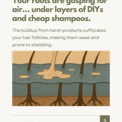 Your roots could be gasping for air under layers of DIY concoctions and cheap shampoos. This buildup suffocates your hair follicles, making them weak and prone to shedding.