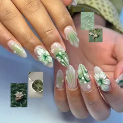 Soft green and white 3D floral art. This set features sculpted flowers, leaves, and water droplets, creating a fresh, garden-inspired look with incredible dimension.