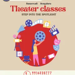 Step into the spotlight with our theatre classes. This poster invites aspiring actors to join our program, where we focus on building skills and confidence in a creative and supportive setting.