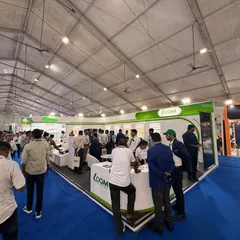 A wide view of the bustling crowd at our booth during the REV Solar Expo in Lucknow. The high level of engagement shows the growing interest in scalable and sustainable solar solutions across North India.