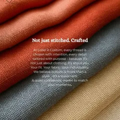 It all starts with the fabric. This image shows a close-up of the rich textures and colors of the materials I use. Every thread is chosen with intention, because I believe custom is more than a style, it's a statement.