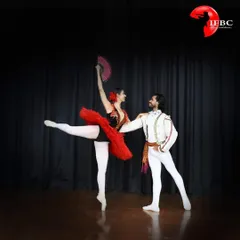 This studio shot captures a classic pose from a partner dance. Mastering these technical elements of ballet requires precision and trust, skills that I have honed over many years and now pass on to the next generation of dancers.