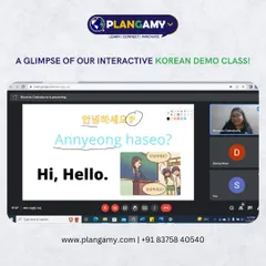 In this screenshot from our live class, the instructor breaks down the common Korean greeting 'Annyeong haseyo', explaining its meaning and usage.